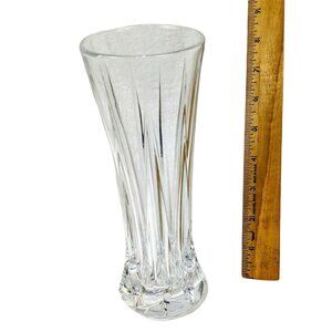 Crystal Glass Vertical Cut Bud Vase 8 Inches Tall 60d